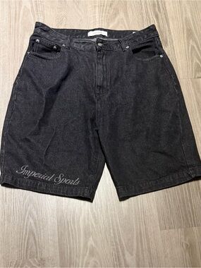PacSun Black Washed Denim Jean Shorts with Script Detail
